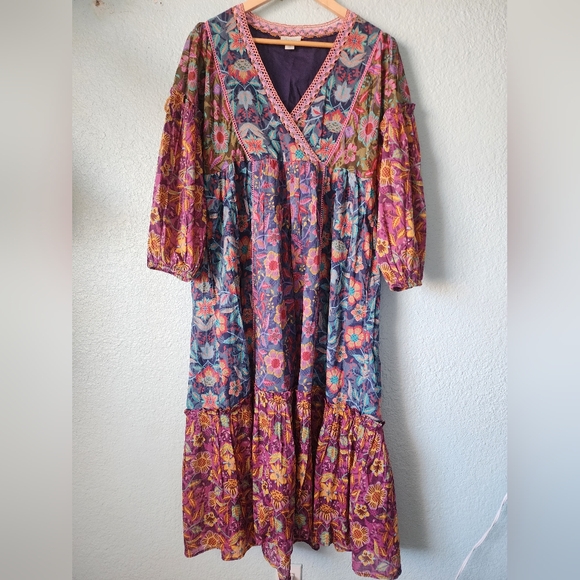 Sundance Bohemian Multicolor Floral Long Sleeve Dress - Picture 2 of 16